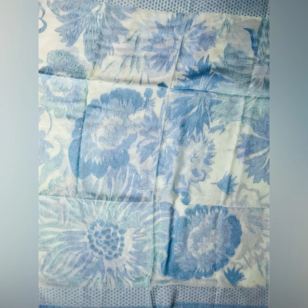 ECHO OVERSIZED Scarf WRAP Coverup shawl blue floral print NWT  33” x 64”
